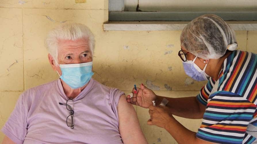 person being vaccinated